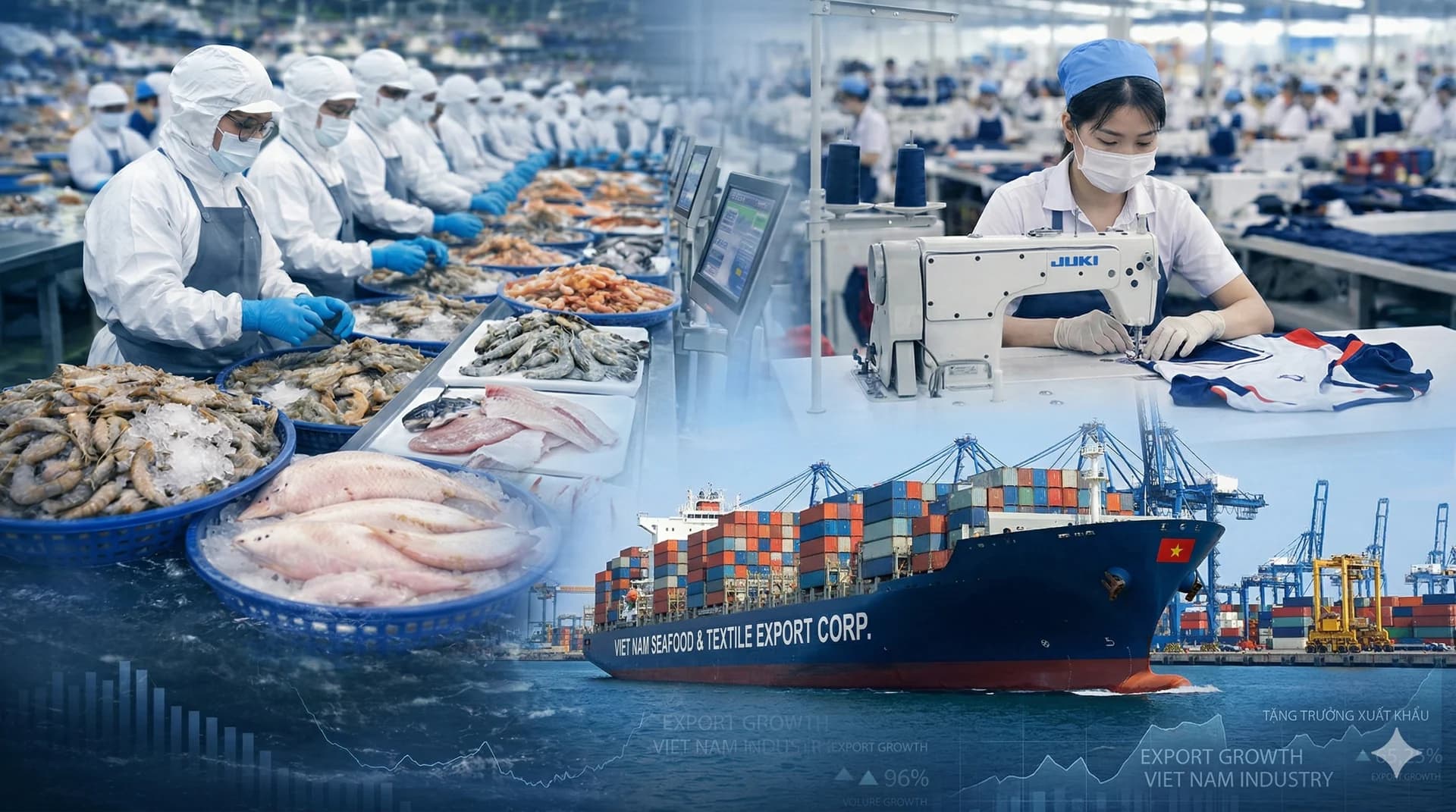 ‘Gọng kìm’ chi phí và thuế quan bóp nghẹt tăng trưởng xuất khẩu thuỷ sản, dệt may còn 1 chữ số