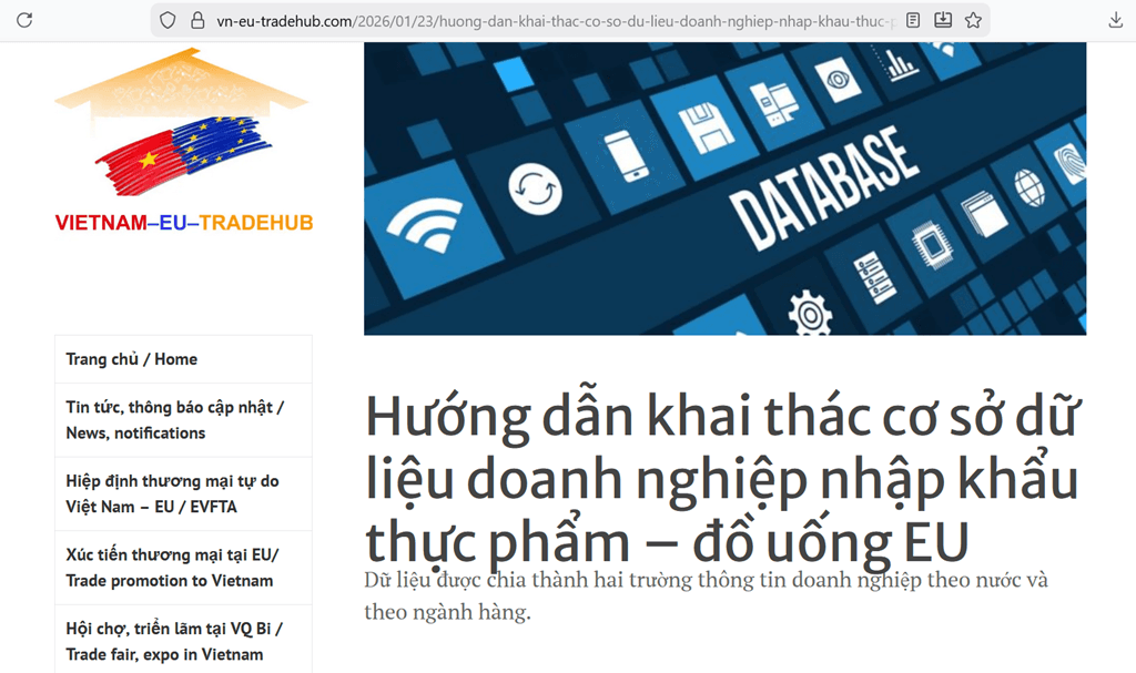 Hoàn thành cơ sở dữ liệu doanh nghiệp nhập khẩu nông sản, thực phẩm và đồ uống của EU